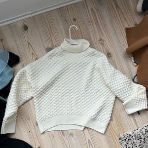 Top Shop Waffle Cream Turtleneck Sweater